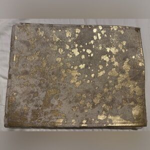 Miriam White/Gold Speckle Hair-On-Hide Placemat Set Of 6 Rectangle)